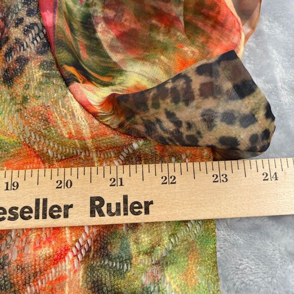 Chico's Top Womens 3 Multicolor Cheetah Floral Summer Surprise Mesh Overlay - Picture 9 of 16